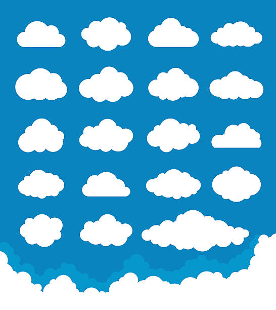 ilustraciones, imágenes clip art, dibujos animados e iconos de stock de conjunto de nubes - cielo ilustraciones