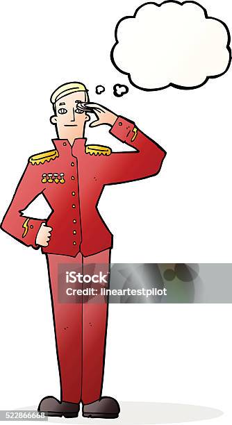 Cartoon Military Man In Dress Uniform With Thought Bubble Stock Illustration - Download Image Now
