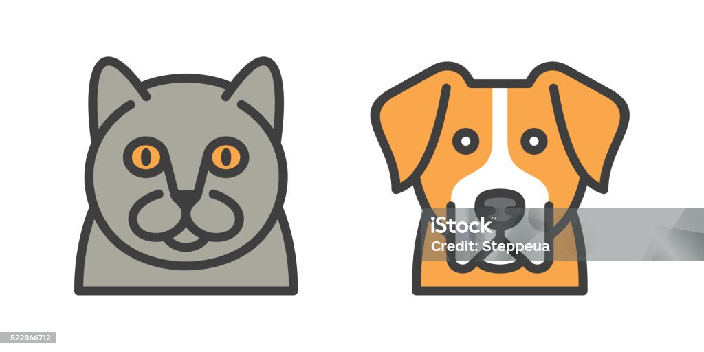 dog and cat icons Vector dog and cat icons. Files included: Vector EPS 10, JPEG 6000 x 3000 px, transparent PNG (two separate files 3000x3000), AI 17 Dog stock vector