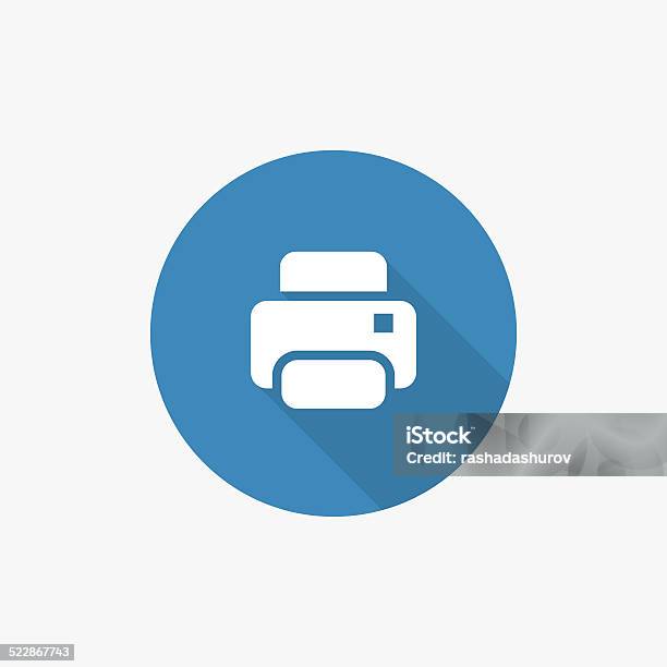 Printer Flat Blue Simple Icon With Long Shadow Stock Illustration - Download Image Now - Blue, Business, Circle