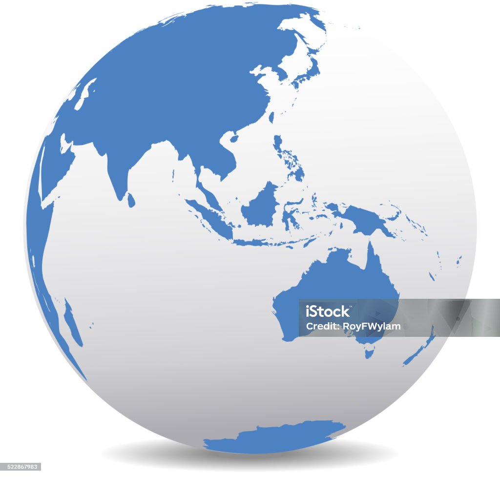 Asia and Australia, Global World Map Icon of the world Globe Globe - Navigational Equipment stock vector
