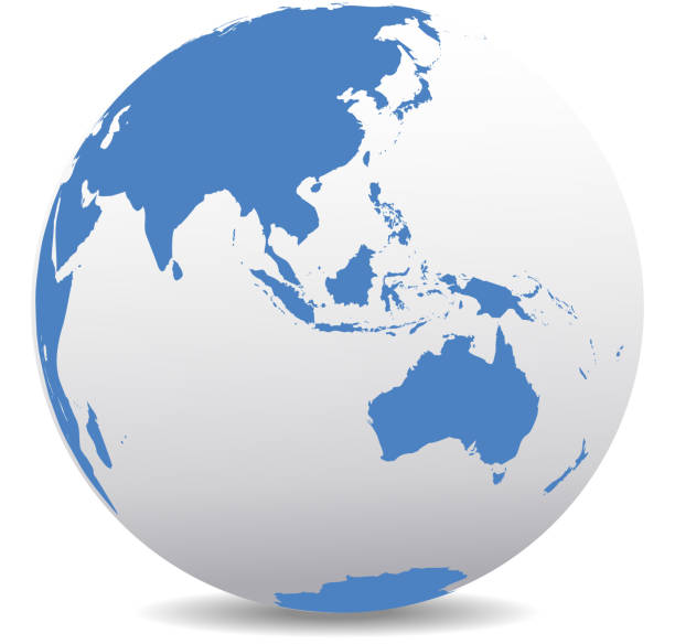 Asia and Australia, Global World Map Icon of the world Globe solomon stock illustrations