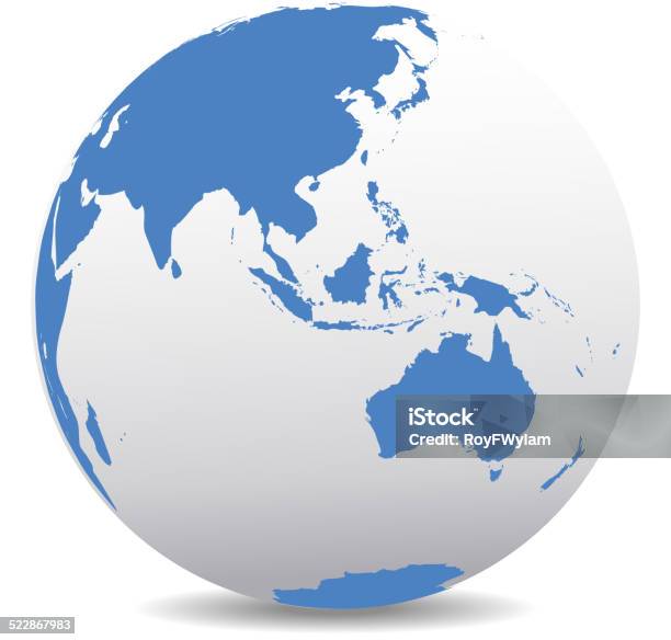 Asia And Australia Global World Stock Illustration - Download Image Now - Globe - Navigational Equipment, Australia, Map