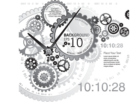 Vector illustration of Background Clockworks. Whole graphic are done by 1 single gradient tone only. Change color is easy, simply select the Background Clockworks and change the gradient's color.