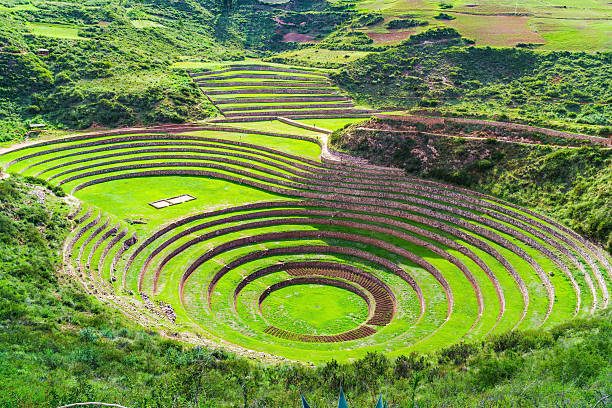 Moray, the Incan agricultural laboratory Moray, the Incan agricultural laboratory at Sacred Valley of the Incas in Peru inca stock pictures, royalty-free photos & images
