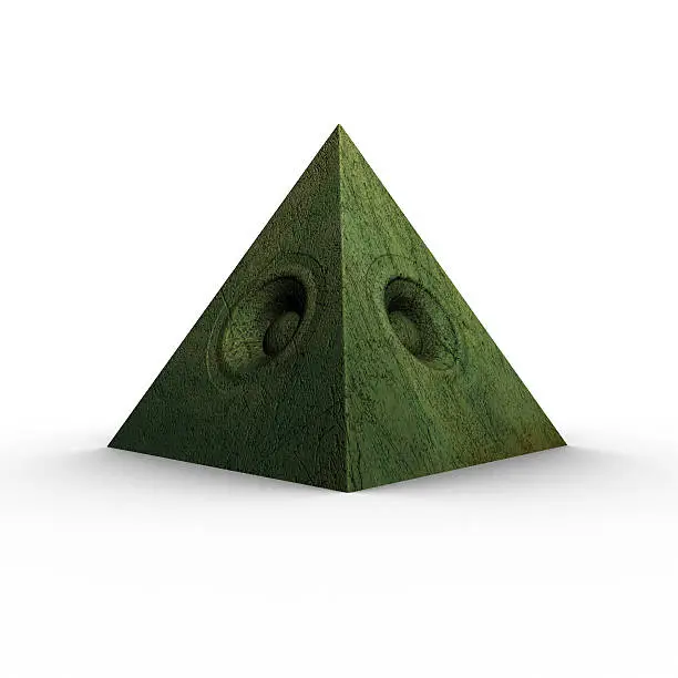 3d green pyramid grunge old speaker sound system