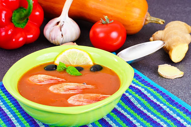 istock Tomato Soup with Shrimps Diet Food 522870084