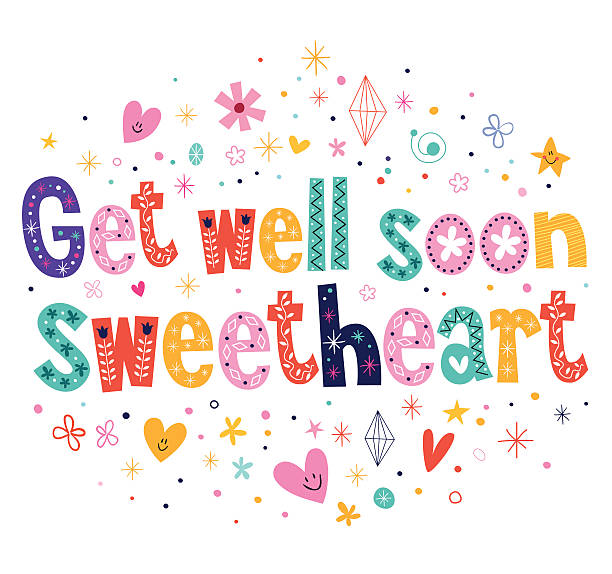 Get well soon sweetheart greeting card vector art illustration