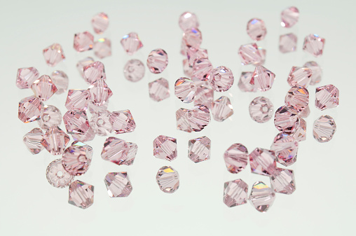 Collection of Many Flying Pink Double Cones Crystals