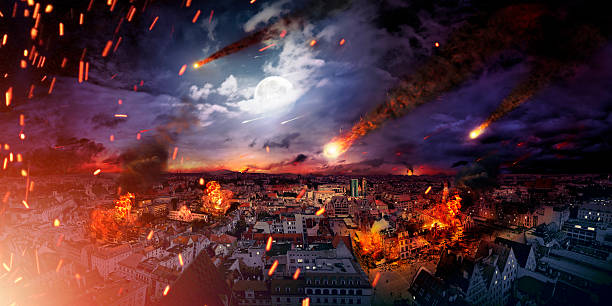 Conceptual photo of the apocalypse Conceptual photo of the scary apocalypse meteorite photos stock pictures, royalty-free photos & images