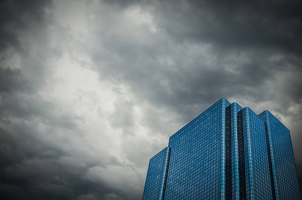 Financial Building With Stormy Sky stock photo