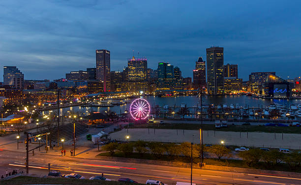 istock Baltimore Light City Festival 2016 skyline at dusk 522875096