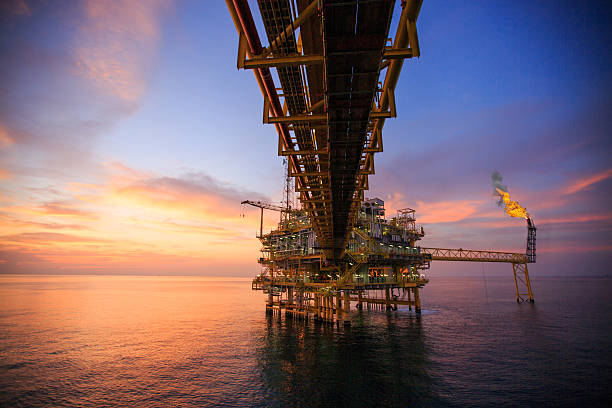 istock Offshore construction platform for production oil and gas, 522875186