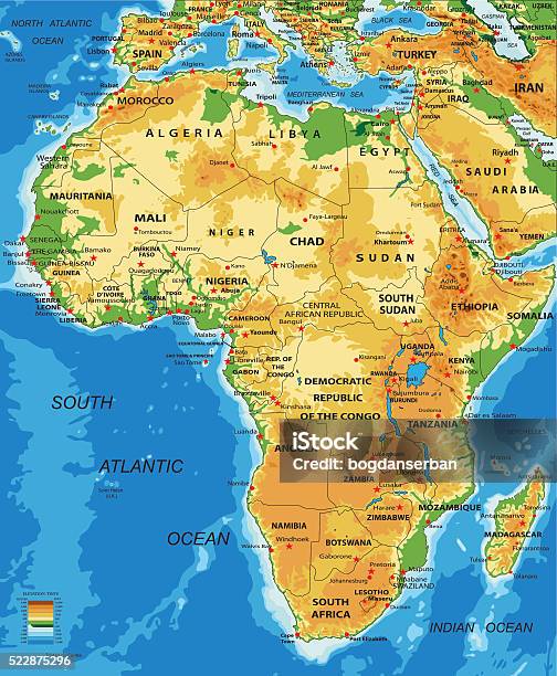 Africaphysical Map Stock Illustration - Download Image Now - Map, Africa, Ethiopia