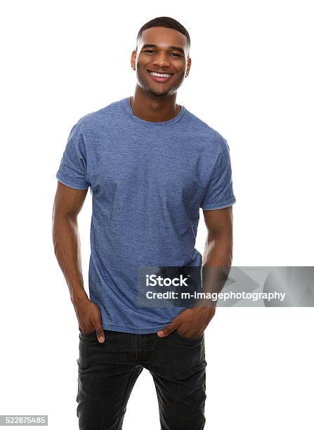 Foto de Cool Cara Sorridente e mais fotos de stock de Homens - Homens, Fundo Branco, Camiseta