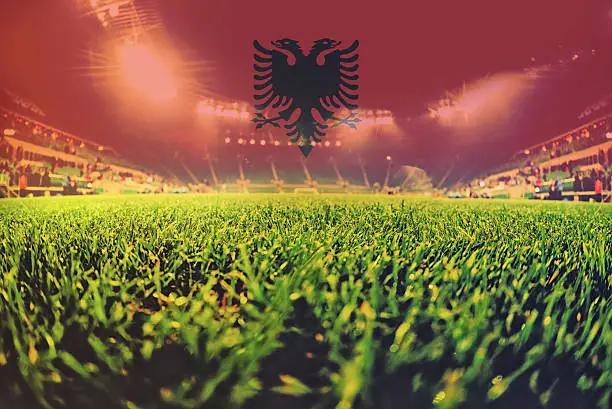 euro 2016 stadium with blending Albania flag