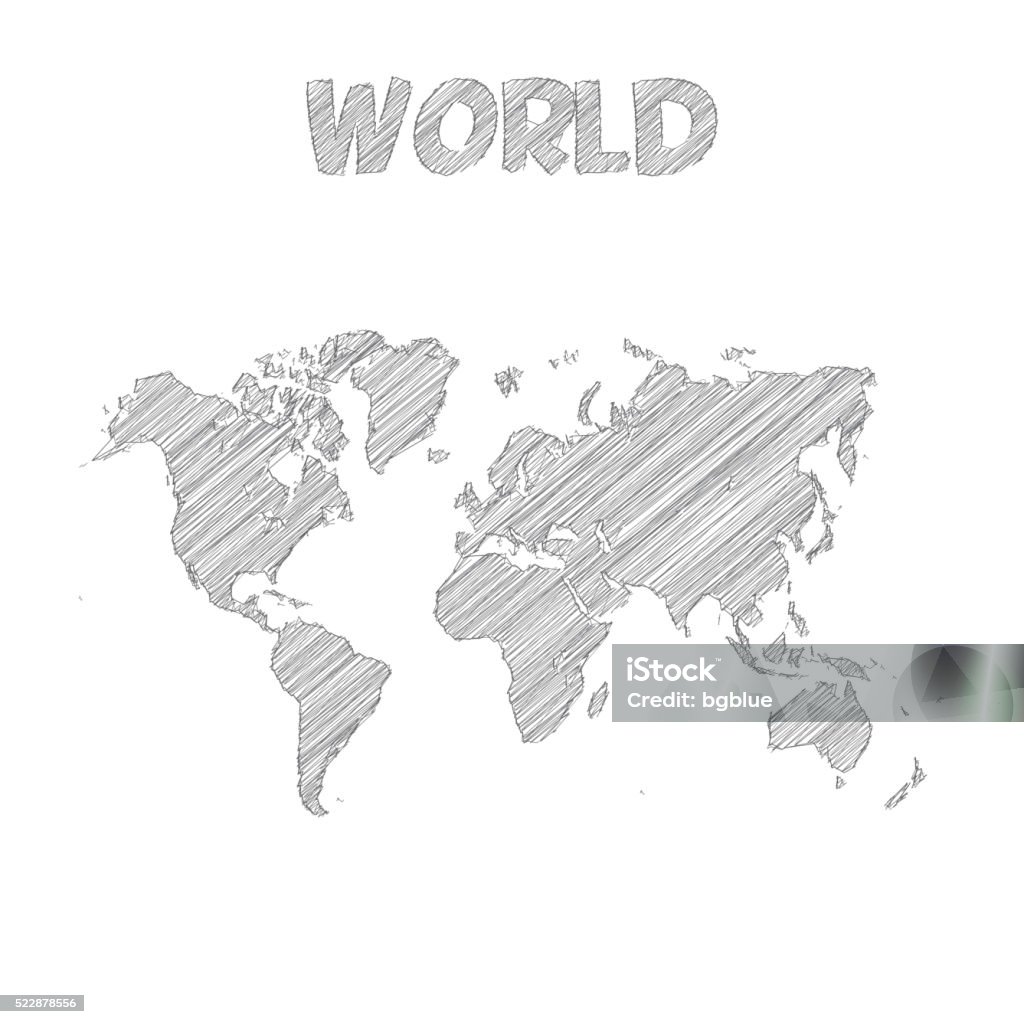 World map hand drawn on white background World Map sketched, isolated on a blank background. World Map stock vector