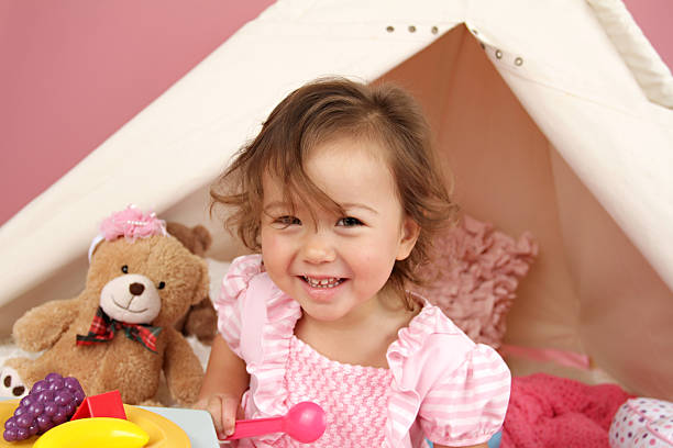 Pretend Play Tea Party at home with a TeePee Tent