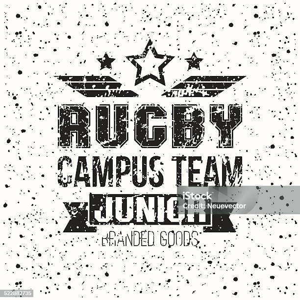 College Rugby Junior Team Emblem Stock Illustration - Download Image Now - 1980-1989, Activity, American Culture