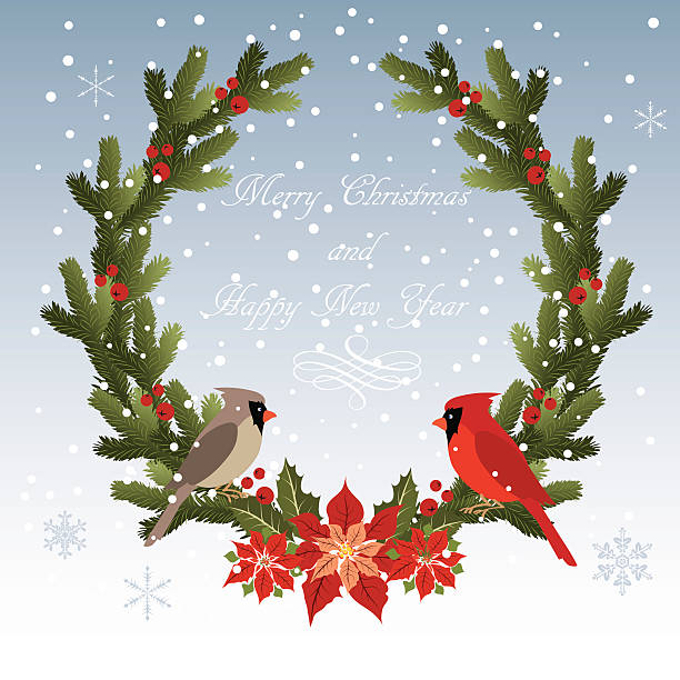 ilustrações de stock, clip art, desenhos animados e ícones de coroa de natal - christmas holly frame ivy