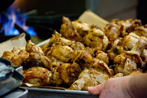 istock Serving a tray of spicy chicken wings 522887107
