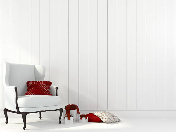 White armchair and decorations for Christmas
