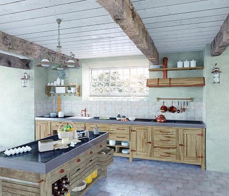 Open drawers in a modern kitchen