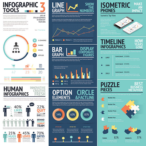 Corporate infographics vector elements in flat business colors vector art illustration