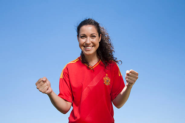 happy spanish supporter stock photo