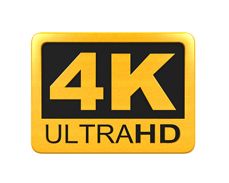 Ultra HD 4K icon isolated on white background. 3D render