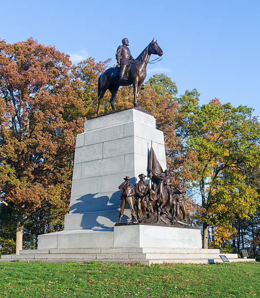 estado da virgínia monumento no parque militar de gettysburg - gettysburg national military park imagens e fotografias de stock