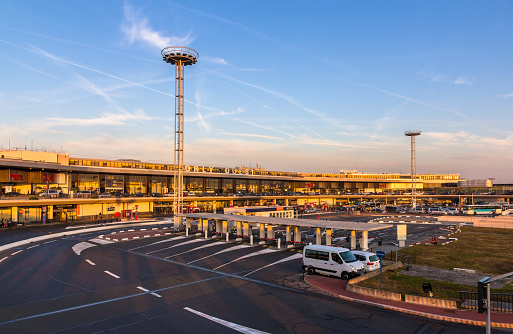 Paris, France - October 4, 2014: Western terminal of Paris-Orly airport. Orly is the second busiest French airport with 28,274,154 passengers served in 2013