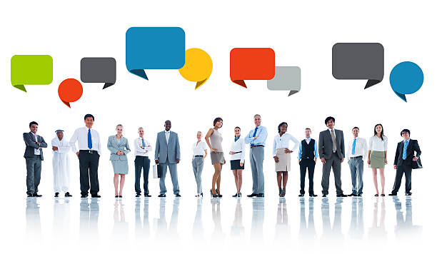 istock Multiethnic Group of Business People with Speech Bubbles 522909349