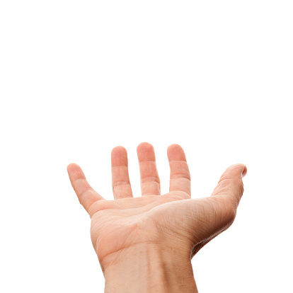 Close-Up Of Human Hand Against White Background
