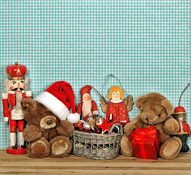 istock nostalgic christmas decoration with antique toys 522912647