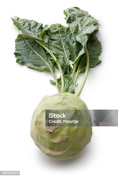 Vegetables Kohlrabi Isolated On White Background Stock Photo - Download Image Now - Kohlrabi, Cabbage, Crucifers