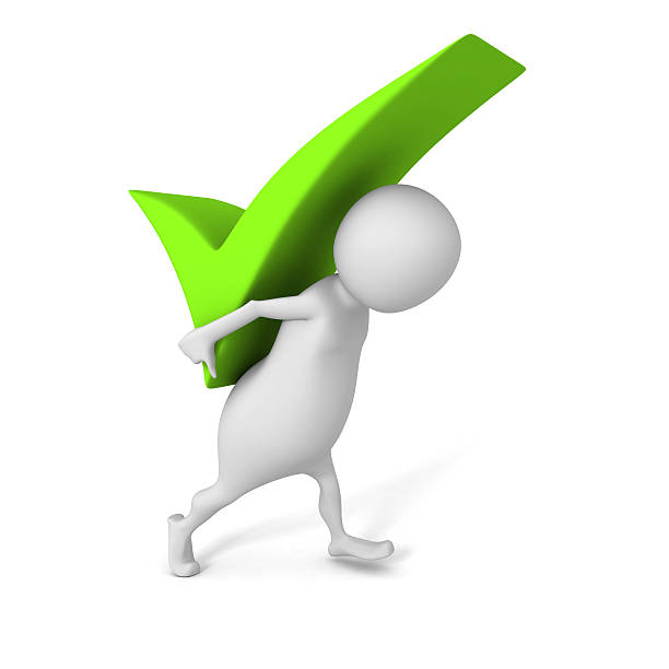 istock white 3d man carry big green check mark symbol 522921585