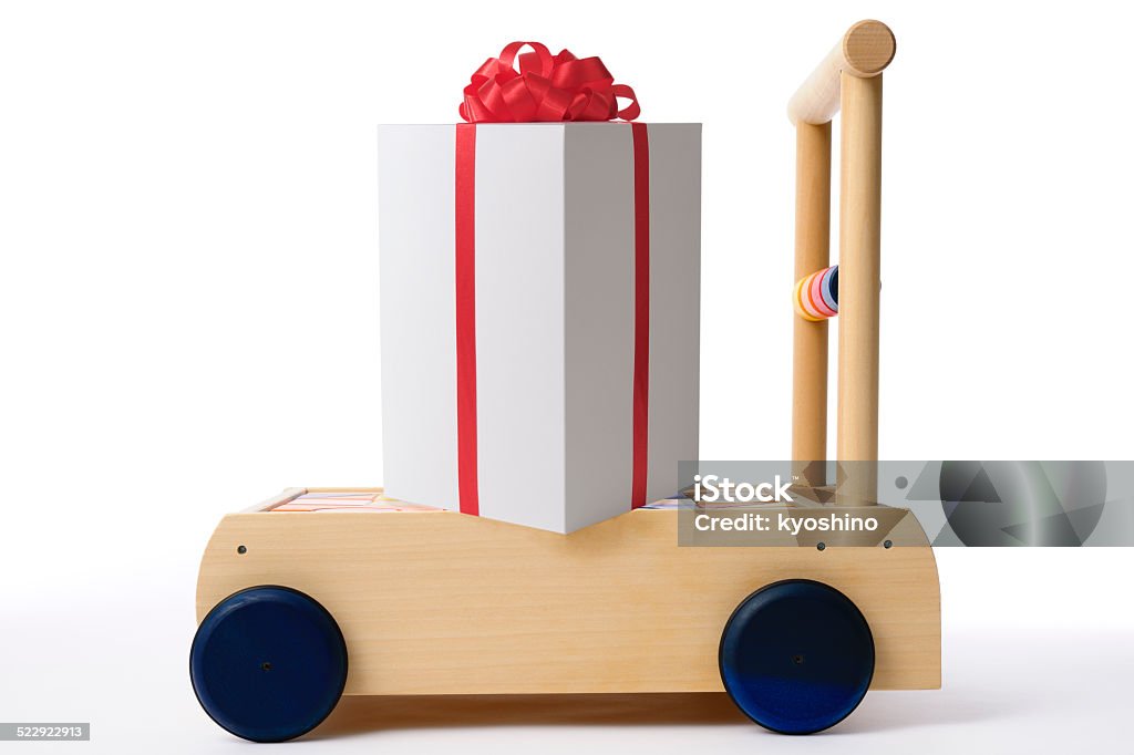 トーイブロックの木製おもちゃの台車のギフトボックス - お祝いのロイヤリティフリーストックフォト