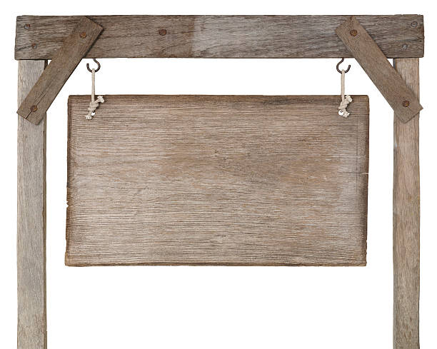 istock Old weathered wooden sign board. 522923385