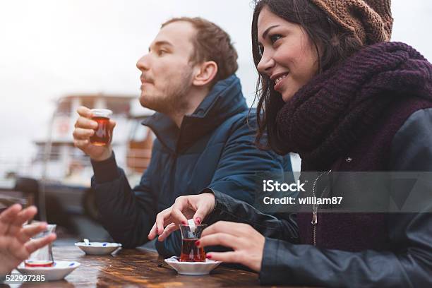 Group Of Turkish Friends Drinking Cay Traditional Tea Stock Photo - Download Image Now