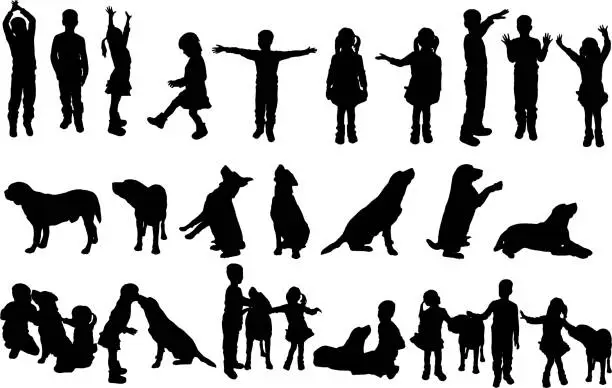 Vector illustration of Vector silhouette of children.