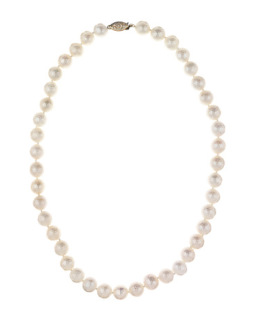 Pearl necklace shot overhead.