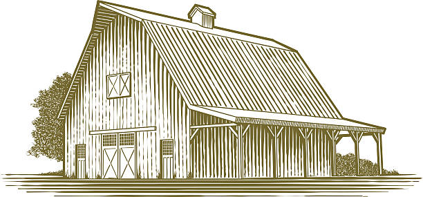 holzschnitt barn-symbol - scheune stock-grafiken, -clipart, -cartoons und -symbole