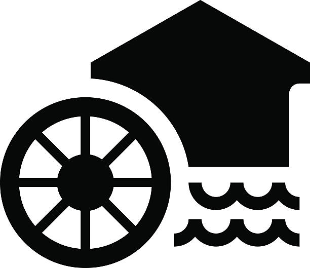 значок watermill - water wheel stock illustrations