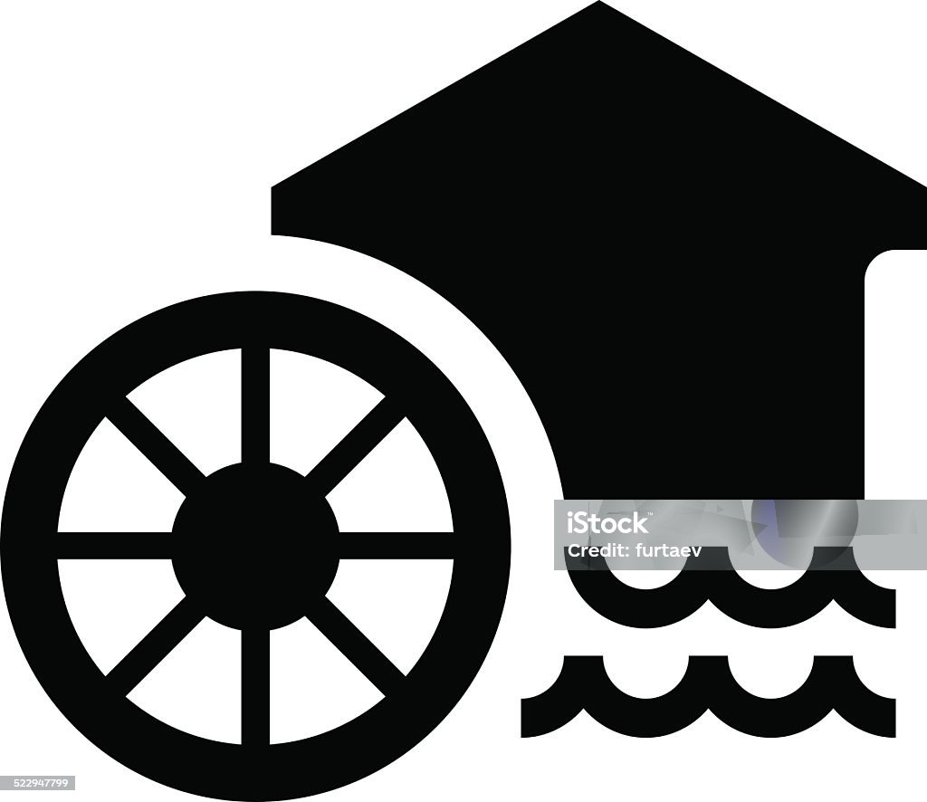 Watermill icon Black vector sign of watermill Watermill stock vector