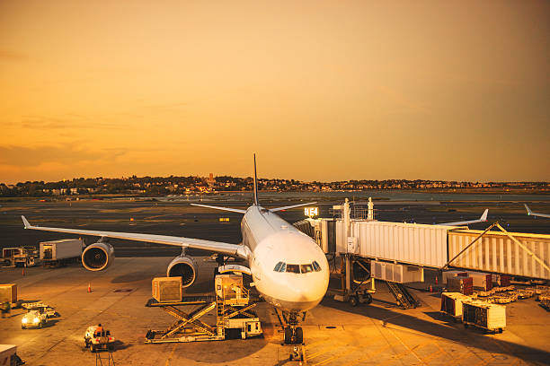 istock commercial jet parked on the track 522948799