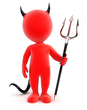 3d white people devil, isolated white background, 3d image