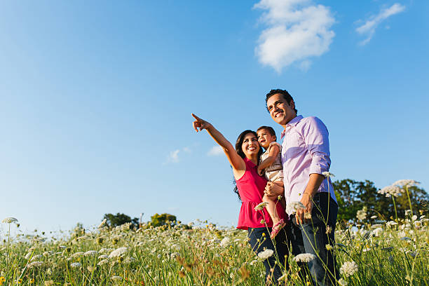 Happy family in nature