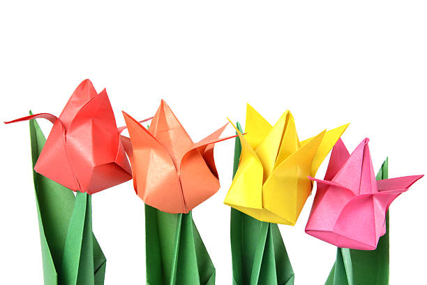 istock Origami tulips over white 522952361