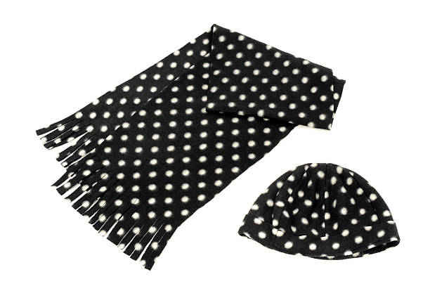 istock Black with white dots scarf and hat. 522952673